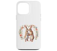 Carcasa para iPhone 13 Pro MAX Linda Pareja de Conejos de Campo Enamorada de un corazón
