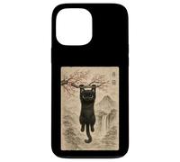 Carcasa para iPhone 13 Pro MAX Lindo Gato Flor de Cerezo japonés Edo Woodblock Art