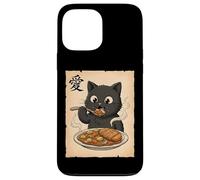 Carcasa para iPhone 13 Pro MAX Lindo Gato Negro Kawaii Comiendo japonés Katsu Curry Food Anime