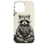 Carcasa para iPhone 13 Pro MAX Lindo Mapache samurái Sentado bajo Flores de Cerezo Arte de Tinta