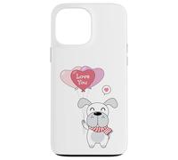 Carcasa para iPhone 13 Pro MAX Lindo Perro con un Globo de corazón Te Amo
