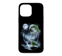 Carcasa para iPhone 13 Pro MAX Loro cuáquero Aullando a la Luna 90's Retro Monk Parakeet