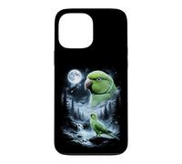 Carcasa para iPhone 13 Pro MAX Loro Indio Ringneck Aullando a la Luna 90's Retro Bird