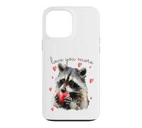 Carcasa para iPhone 13 Pro MAX Love You More Raccoon Holding a Heart Womens Cute Valentine