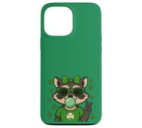 Carcasa para iPhone 13 Pro MAX Lucky Irish Raccoon Cute with Green Sunglasses and Gum