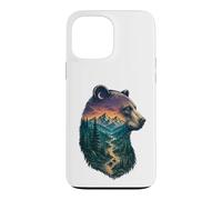 Carcasa para iPhone 13 Pro MAX Majestic Bear Mountain River Wildlife Exposición Doble Excursionistas