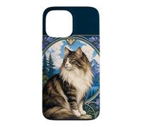 Carcasa para iPhone 13 Pro MAX Majestic Gato de Pelo Largo Art Nouveau Mountain