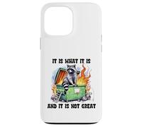 Carcasa para iPhone 13 Pro MAX Mapache filosófico en un contenedor de Basura con Humor de Mal día