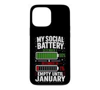 Carcasa para iPhone 13 Pro MAX Mi batería Social vacía hasta enero Navidad Divertida