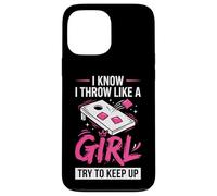 Carcasa para iPhone 13 Pro MAX Mujer de Cornhole, Divertida, Lanzo como una niña, Trato de Mantener el Ritmo