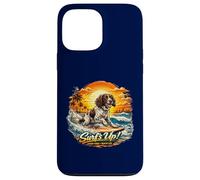 Carcasa para iPhone 13 Pro MAX Munsterländer Perro Surfing Playa Puesta de Sol Vacaciones