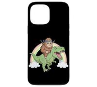 Carcasa para iPhone 13 Pro MAX Ninja Bigfoot Riding T Rex Dinosaurio Rainbow Sasquatch Divertido