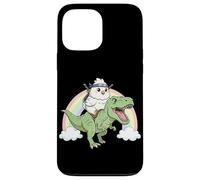 Carcasa para iPhone 13 Pro MAX Ninja Chicken Riding T-Rex, Dinosaurio, arcoíris, Divertido Amante de los