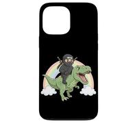 Carcasa para iPhone 13 Pro MAX Ninja Riding T Rex Dinosaurio Divertido Prehistórico Rainbow Trex