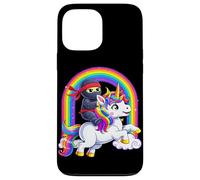 Carcasa para iPhone 13 Pro MAX Ninja Riding Unicorn Lover Rainbow Fantasy Kawaii Divertido