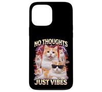 Carcasa para iPhone 13 Pro MAX No Thoughts Just Vibes Gracioso Gato Meme Bootleg Animales Humor