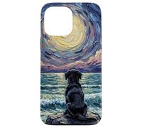 Carcasa para iPhone 13 Pro MAX Obra de Arte Black Labrador Starry Night Puppy at The Beach