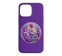 Carcasa para iPhone 13 Pro MAX Pájaro Pinzón Púrpura sobre Flor Lila Púrpura