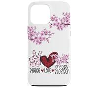 Carcasa para iPhone 13 Pro MAX Peace Love, Rama de Cerezo, Flor de Sakura, Floral japonés
