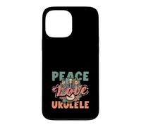 Carcasa para iPhone 13 Pro MAX Peace Love Ukelele Hippie Hawaiano Reproductor de música Retro