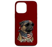 Carcasa para iPhone 13 Pro MAX Perro Pug con Bandera Estadounidense 250 años 1776-2026 Bicentenario de EE. UU.