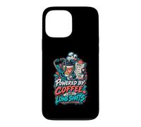 Carcasa para iPhone 13 Pro MAX Powered by Coffee and Long Shifts Humor Enfermera Turnos
