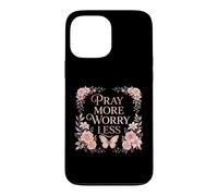 Carcasa para iPhone 13 Pro MAX Pray More Worry Less Butterfly Floral Christian Faith