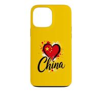 Carcasa para iPhone 13 Pro MAX Recuerdo de Viaje de Negocios con la Bandera de Vacaciones en Forma de corazón de «Me Encanta China