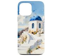 Carcasa para iPhone 13 Pro MAX Recuerdos de la Isla Griega Impresionante Arte de Acuarela de Santorini