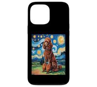 Carcasa para iPhone 13 Pro MAX Red Poodle Dog Van Gogh Style Starry Night