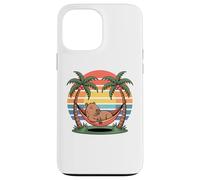 Carcasa para iPhone 13 Pro MAX Relaxing Capybara, Sunset, Palm Tree, Summer capy Vacation