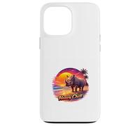 Carcasa para iPhone 13 Pro MAX Retro Rhino Sunset Tropical Beach Ilustración