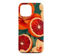 Carcasa para iPhone 13 Pro MAX Rodajas de Naranja sanguina con Flores de durazno