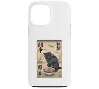 Carcasa para iPhone 13 Pro MAX Samurai Gato Negro Comiendo Ramen Escena de Guerra Arte Edo Hombres Mujeres