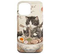 Carcasa para iPhone 13 Pro MAX Samurai Ninja Cute Cat Ramen Bowl Japonés Acuarela Japón