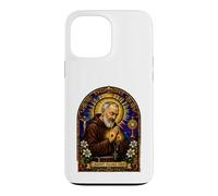 Carcasa para iPhone 13 Pro MAX San Padre Pío Católico Devocional Gótico Mosaico Icono Arte