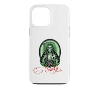 Carcasa para iPhone 13 Pro MAX Santa Muerte Green Justice Scythe Globe Folk Saint Rose