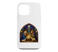 Carcasa para iPhone 13 Pro MAX Santa Natividad Estrella Familia Catedral Mosaico Arte con Corderos