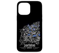 Carcasa para iPhone 13 Pro MAX Santorini Grecia Arte Lineal Isla Griega Village Viajes