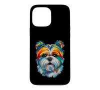 Carcasa para iPhone 13 Pro MAX Shih Tzu Geométrico Pop Art Closeup Retrato Cara de Cachorro