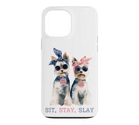 Carcasa para iPhone 13 Pro MAX Sit Stay Slay, Divertido Yorkie, Lindo y Atrevido Amante de los Perros