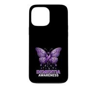 Carcasa para iPhone 13 Pro MAX Soporte de Mariposa con Cinta Morada para concienciación de la Demencia