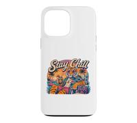 Carcasa para iPhone 13 Pro MAX Stay Chill Tiger Tropical Beach Vacaciones Retro Verano Vibes
