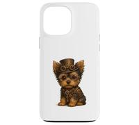 Carcasa para iPhone 13 Pro MAX Steampunk Puppies, Regalo para Amantes de los Perros Yorkshire Terrier Yorkie