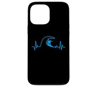 Carcasa para iPhone 13 Pro MAX Surfer Heartbeat Surfing Heart Pulse Tabla de Surf Big Wave Fun