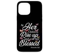 Carcasa para iPhone 13 Pro MAX Sus Hijos se levantan llamarla benditos proverbios 31 2 Biblia