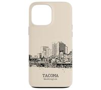 Carcasa para iPhone 13 Pro MAX Tacoma Washington Vintage Horizonte Dibujo