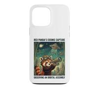 Carcasa para iPhone 13 Pro MAX Telescopio cósmico de astrónomo Panda Rojo Divertido Amante del Espacio