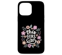 Carcasa para iPhone 13 Pro MAX This Girl Can Cute Floral Empowerment Tipografía