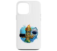 Carcasa para iPhone 13 Pro MAX Tiki Man Shark Selfie - Funny Island Ocean Vibes Tropical